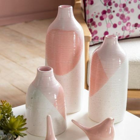Astrid Keramikvase in Creme und Pink