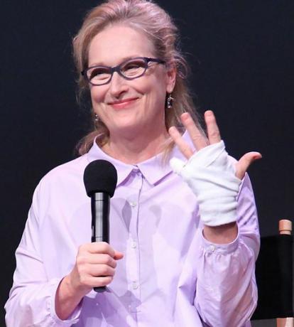 Meryl Streep, enquanto se recuperava da " mão de abacate".