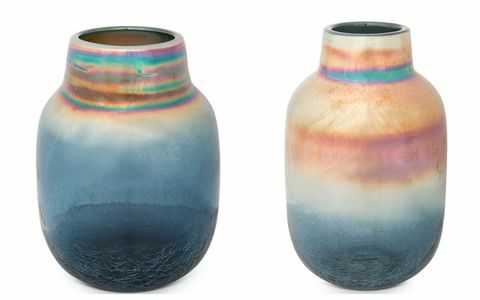 オリバーボナスの虹色の光沢クラックルガラス花瓶