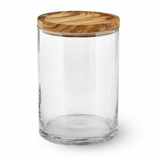 Canistră din lemn de măsline și sticlă