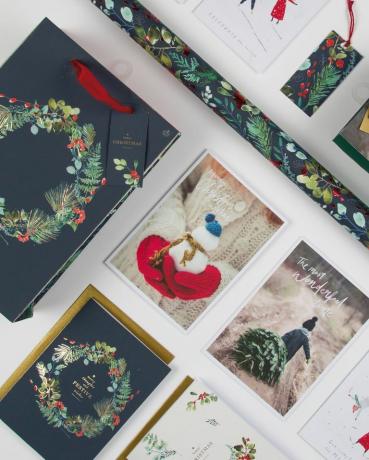 Marks & Spencer glitterfrie julekort og innpakning