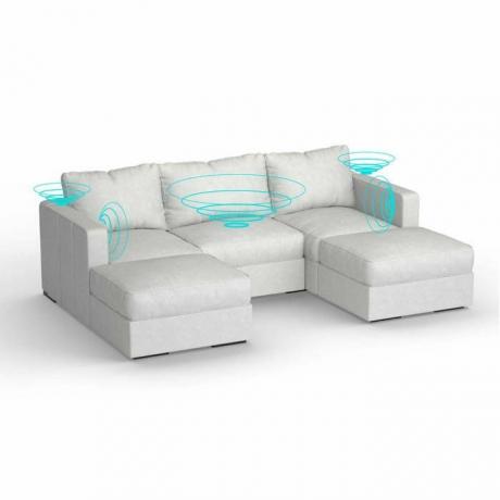Sistemi Sound + Charge per piccoli divani a forma di U