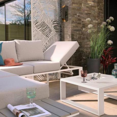 danetti, conjunto lounge modular branco savana para jardim