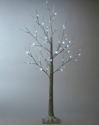Lit Silver Glitter Twig Christmas Tree - 5 stop