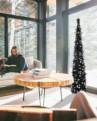 5' Schwarzer Lametta-Weihnachtsbaum 