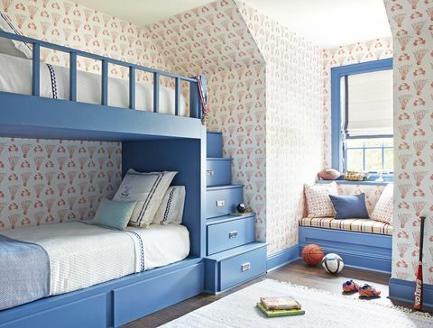 Muebles, dormitorio, habitación, cama, azul, diseño de interiores, pared, propiedad, papel tapiz, sábana, 