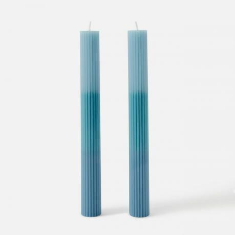 Rievotais pīlāra sveču komplekts zils