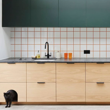 Hølte-Ikea køkken med kattelåge