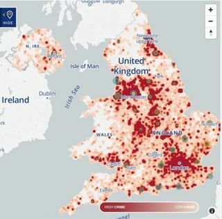 სვინტონის დაზღვევა - იელის დიდი ბრიტანეთი - ქურდობის ცხელი წერტილები - რუკა