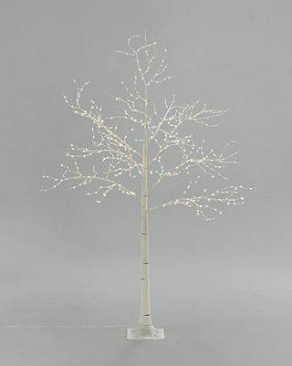 Árvore de galho de bétula pré-iluminada, branco puro, 6 pés
