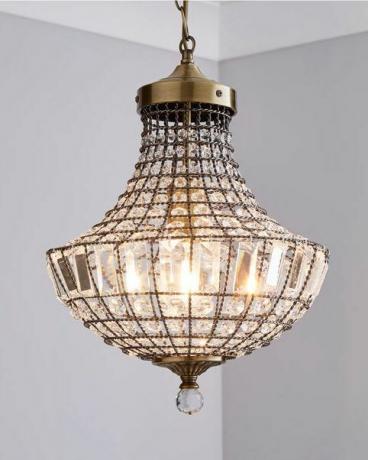 Lámpara de araña de latón antiguo de cristal de Knightsbridge