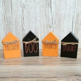 Casas de bloques de madera decorativos de Halloween