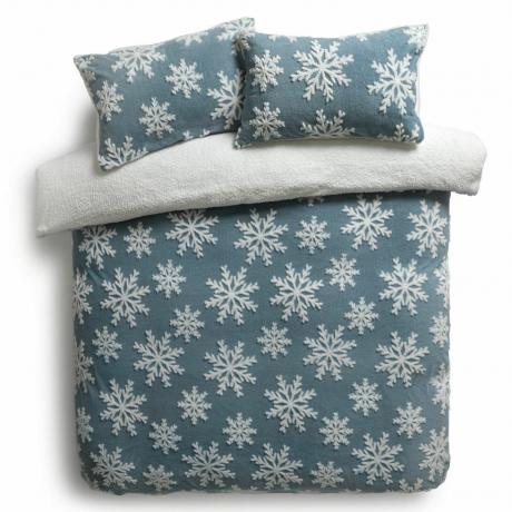 Ziemassvētku Snowflake Fleece gultas veļas komplekts - vienvietīgs