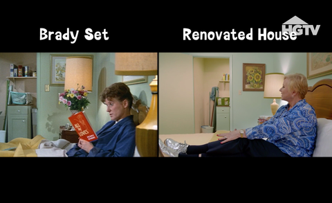 HGTV " A Very Brady Renovation" med " The Brady Bunch" House och Lara Spencer, Eve Plumb, Alice's Room
