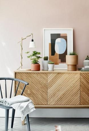 Wohnzimmer-Sideboard mit kleinen Zimmerpflanzen