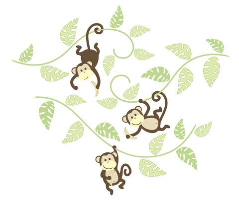 " Etrafta Maymun Gezmek" Duvar Sticker Kiti, Houzz İngiltere