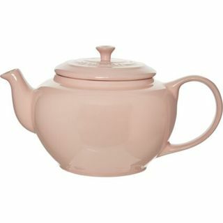 Круглий чайник молочно -рожевий 14x24см