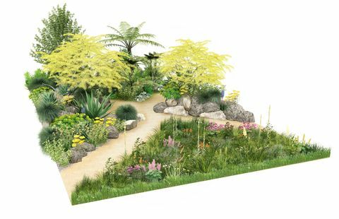 sarah eberle ikonik bahçecilik kahramanı, rhs özellikli bahçe, sarah eberle tarafından tasarlandı, rhs hampton mahkeme sarayı bahçe festivali 2022