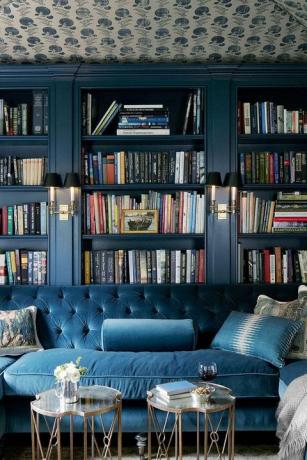 biblioteca doméstica azul