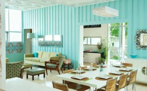 Zaļa, istaba, interjera dizains, grīda, zilganzaļa, tirkīza, mēbeles, galds, griesti, ūdens, 