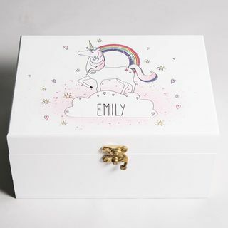 Caja de almacenamiento de madera personalizada - Unicornio