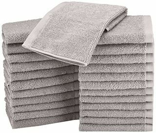 Toallitas de algodón AmazonBasics, paquete de 24, gris