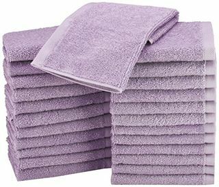 Toalhas de banho de algodão AmazonBasics, pacote de 24, lavanda