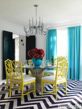 Zils, interjera dizains, dzeltens, istaba, zaļa, grīda, tekstils, mēbeles, galds, zilganzaļa, 