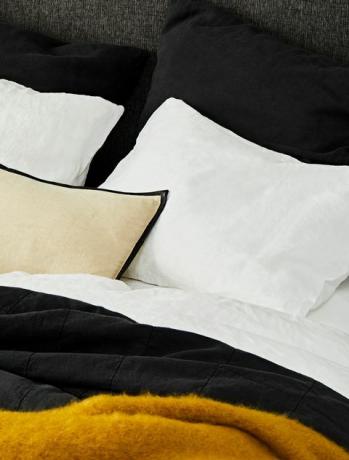 Melns, dzeltens, palags, spilvens, gultas veļa, segas pārvalks, tekstils, mēbeles, veļa, sega, 