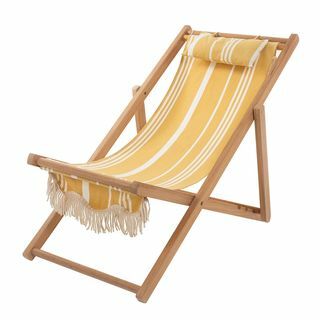 Premium pludmales krēsls - Vintage Yellow Stripe