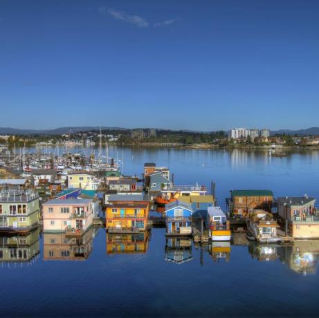 Husbåter på Fisherman's Wharf i Victoria BC