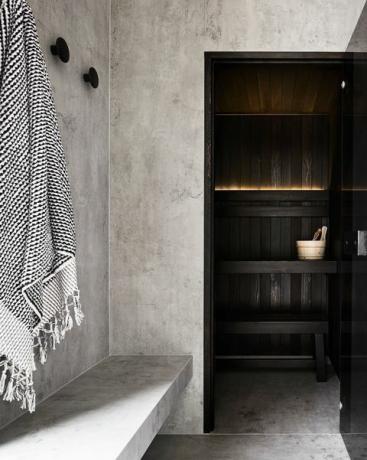 modern siyah ev saunası