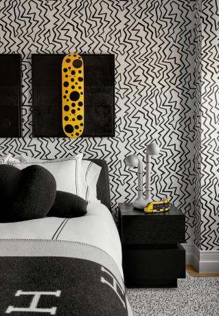 hillary Matt által tervezett fekete-fehér szoba