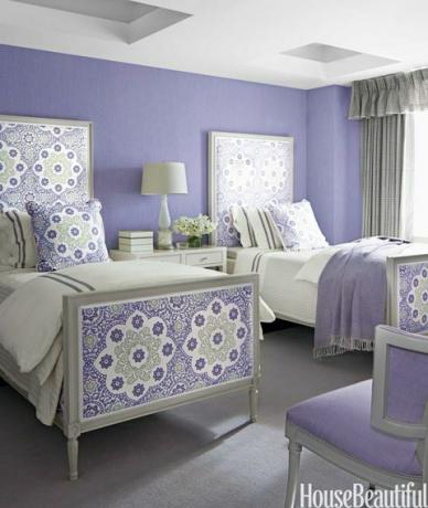 fioletowe podwójne łóżka