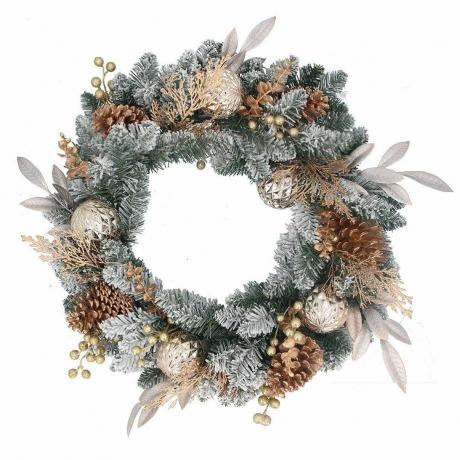 Frosted Pine Wreath With BerriesKugeln - Gold
