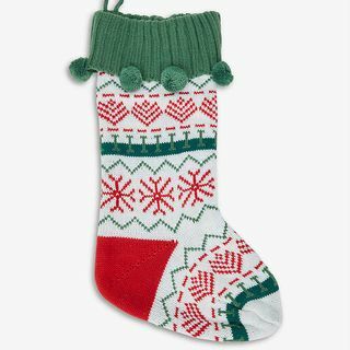 Grafik baskılı örme Noel çorabı 45cm
