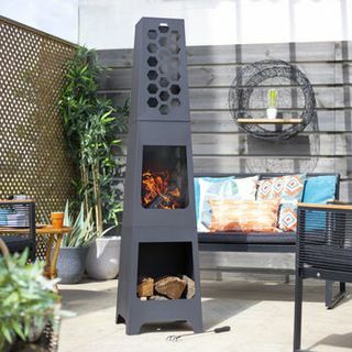 Honeycomb Chiminea With Wood Store