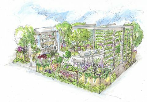 chelsea cvjetna izložba 2021., vrt kutije peršina koji je dizajnirao Alan Williams
