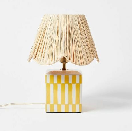 Ines Yellow Raffia & Keramická stolní lampa