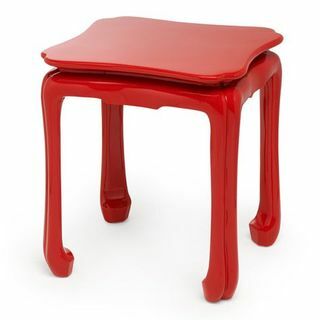 โต๊ะเคลือบ Chinoiserie สีแดงจีน
