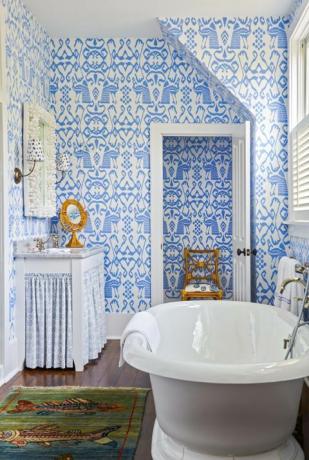 δωμάτιο, μπάνιο, μπλε, κεραμίδι, τοίχος, ταπετσαρία, ιδιοκτησία, εσωτερική διακόσμηση, πάτωμα, κουρτίνα,