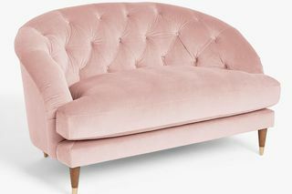Sofá de dos plazas Radley, terciopelo rosa ballet