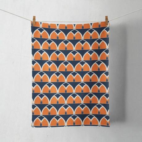 Strofinaccio geometrico arancione e blu navy