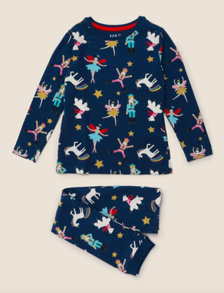 Рождественский пижамный комплект из чистого хлопка (1-7 лет)