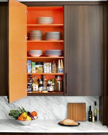 orange moderne kücheninspiration aus der mitte des jahrhunderts