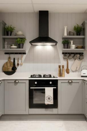 pilka modernaus dizaino virtuvė „hammonds croft“ virtuvė alabastre