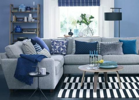 Mėlyna, kambarys, interjero dizainas, svetainė, baldai, stalas, siena, namai, sofa, kavos staliukas, 