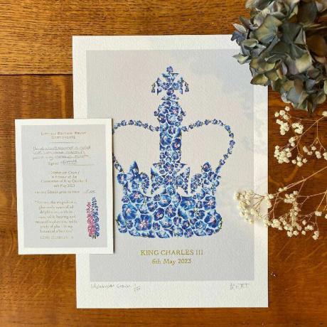 Coronation 'Delphinium Crown' A4 Limited Edition พิมพ์สีน้ำเงิน