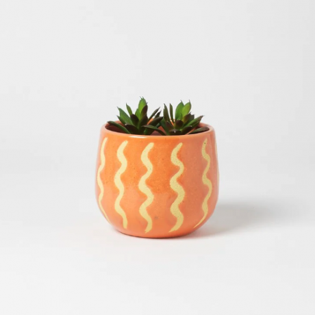 Pot de fleurs en céramique orange glacis texturé Pegi