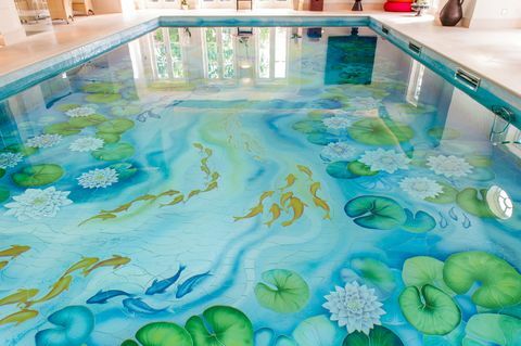 Abbottswood Lodge - Weybridge - дизайн на плувен басейн с водни лилии